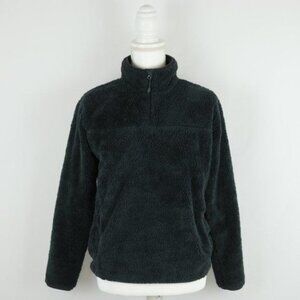 Eddie Bauer Women's Small Gray Sherpa Fleece 1/4 Zip Pullover